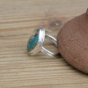 Bague monture double en argent et pierre Opaline du Pérou (bleu) (vert)