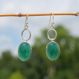 Boucles d'oreilles argent pierre ovale facettée Agate verte (vert) Boucles d'oreilles argent pierre ovale facettée Agate verte (vert)