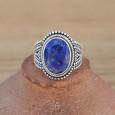 Bague argent travaillé et pierre Lapis lazuli facettée ovale (bleu) T51 Bague argent travaillé et pierre Lapis lazuli facettée ovale (bleu) T51