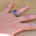 Bague argent travaillé et pierre Lapis lazuli facettée ovale (bleu) T51 Bague argent travaillé et pierre Lapis lazuli facettée ovale (bleu) T51