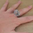 Bague poison en argent ciselé et pierre Quartz rose ovale (rose) T60