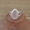 Bague haute argent et pierre goutte Quartz rose facettée (rose)