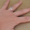 Bague haute argent et pierre goutte Quartz rose facettée (rose)