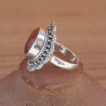 NEW ! Bague fleur en pierre Cornaline et argent ciselé (orange)