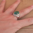 Bague chevalière argent mixte pierre Malachite ovale (vert) T57 Bague chevalière argent mixte pierre Malachite ovale (vert) T57