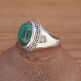 Bague chevalière argent mixte pierre Malachite ovale (vert) T57 Bague chevalière argent mixte pierre Malachite ovale (vert) T57