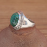 Bague chevalière argent mixte pierre Malachite ovale (vert)