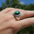 Bague chevalière argent mixte pierre Malachite ovale (vert) T57 Bague chevalière argent mixte pierre Malachite ovale (vert) T57