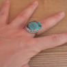 NEW ! Grosse bague ovale argent ciselé et Turquoise du Tibet (bleu)