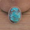 NEW ! Grosse bague ovale argent ciselé et Turquoise du Tibet (bleu)