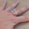 NEW ! Bague en argent et 3 pierres brutes Citrine Tanzanite et Aigue marine (multicolore)