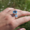 NEW ! Bague haute argent et pierre ronde Topaze bleue (bleu)