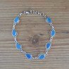 NEW ! Bracelet argent ciselé et 8 pierres gouttes en Calcédoine (bleu)