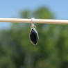 NEW ! Petit pendentif navette en pierre Onyx noir et argent (noir)