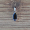 NEW ! Petit pendentif navette en pierre Onyx noir et argent (noir)