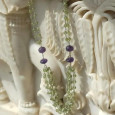 Long collier multi rangs pierres Péridot et Améthyste (vert) (violet)