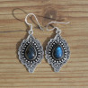 NEW ! Boucles argent ciselé et pierre Labradorite (bleu)