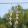 NEW ! Longues boucles chainette argent et pierre Citrine (jaune)