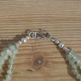 Collier 3 rangs pierres Prehnite et perles d'argent (vert)