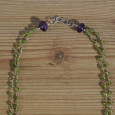 Long collier multi rangs pierres Péridot et Améthyste (vert) (violet)