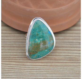 NEW ! Bague monture double argent et pierre Opaline du Pérou (bleu) (vert)