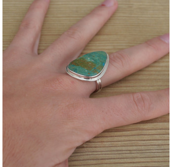 NEW ! Bague monture double argent et pierre Opaline du Pérou (bleu) (vert)