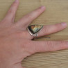NEW ! Bague triangulaire argent et pierre Labradorite (orange)