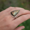 NEW ! Bague triangulaire argent et pierre Labradorite (orange)