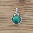 Pendentif rond pierre Malachite et argent double (vert)