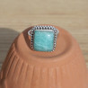 NEW ! Petite bague carrée argent ciselé et Amazonite (vert)