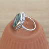 NEW ! Bague rectangle argent ciselé et pierre Rubis sur Zoisite (rose) (vert) T55