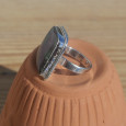 Bague carrée argent et pierre Rubis sur Zoisite (rose) (vert) T55