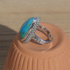 NEW ! Bague goutte en pierre Turquoise d'Arizona et argent ciselé (bleu) T55