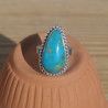 NEW ! Bague goutte en pierre Turquoise d'Arizona et argent ciselé (bleu) T55