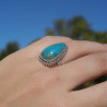 NEW ! Bague goutte en pierre Turquoise d'Arizona et argent ciselé (bleu) T55