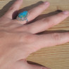 NEW ! Bague goutte en pierre Turquoise d'Arizona et argent ciselé (bleu) T55