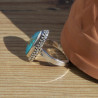NEW ! Bague en pierre Turquoise d'Arizona irrégulière et argent ciselé (bleu) T58