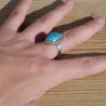 NEW ! Bague en pierre Turquoise d'Arizona irrégulière et argent ciselé (bleu) T58