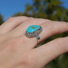 NEW ! Bague en pierre Turquoise d'Arizona irrégulière et argent ciselé (bleu) T58