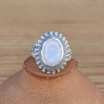 Bague ciselée argent et Pierre de lune T53/54//63