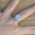 Bague ciselée argent et Pierre de lune T53/54//63
