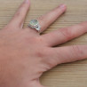 NEW ! Bague pierre ovale en Prehnite et argent ciselé feuilles (vert) T53/63