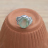 NEW ! Bague pierre ovale en Prehnite et argent ciselé feuilles (vert) T53/63