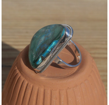 NEW ! Bague argent double et pierre Azurite Malachite (vert) (bleu) T58