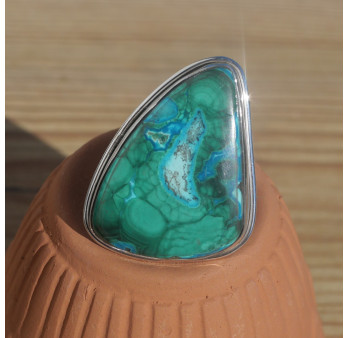 NEW ! Bague argent double et pierre Azurite Malachite (vert) (bleu) T58
