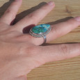 Bague goutte pierre Azurite Malachite et argent ciselé (vert) (bleu) T57 Bague goutte pierre Azurite Malachite et argent ciselé (vert) (bleu) T57