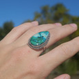 Bague goutte pierre Azurite Malachite et argent ciselé (vert) (bleu) T57 Bague goutte pierre Azurite Malachite et argent ciselé (vert) (bleu) T57