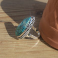 Bague goutte pierre Azurite Malachite et argent ciselé (vert) (bleu) T57 Bague goutte pierre Azurite Malachite et argent ciselé (vert) (bleu) T57