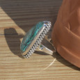 Bague en pierre Azurite Malachite et argent ciselé (vert) (bleu) T57