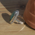 Bague unique en argent ciselé et pierre Azurite Malachite (vert) (bleu) T57